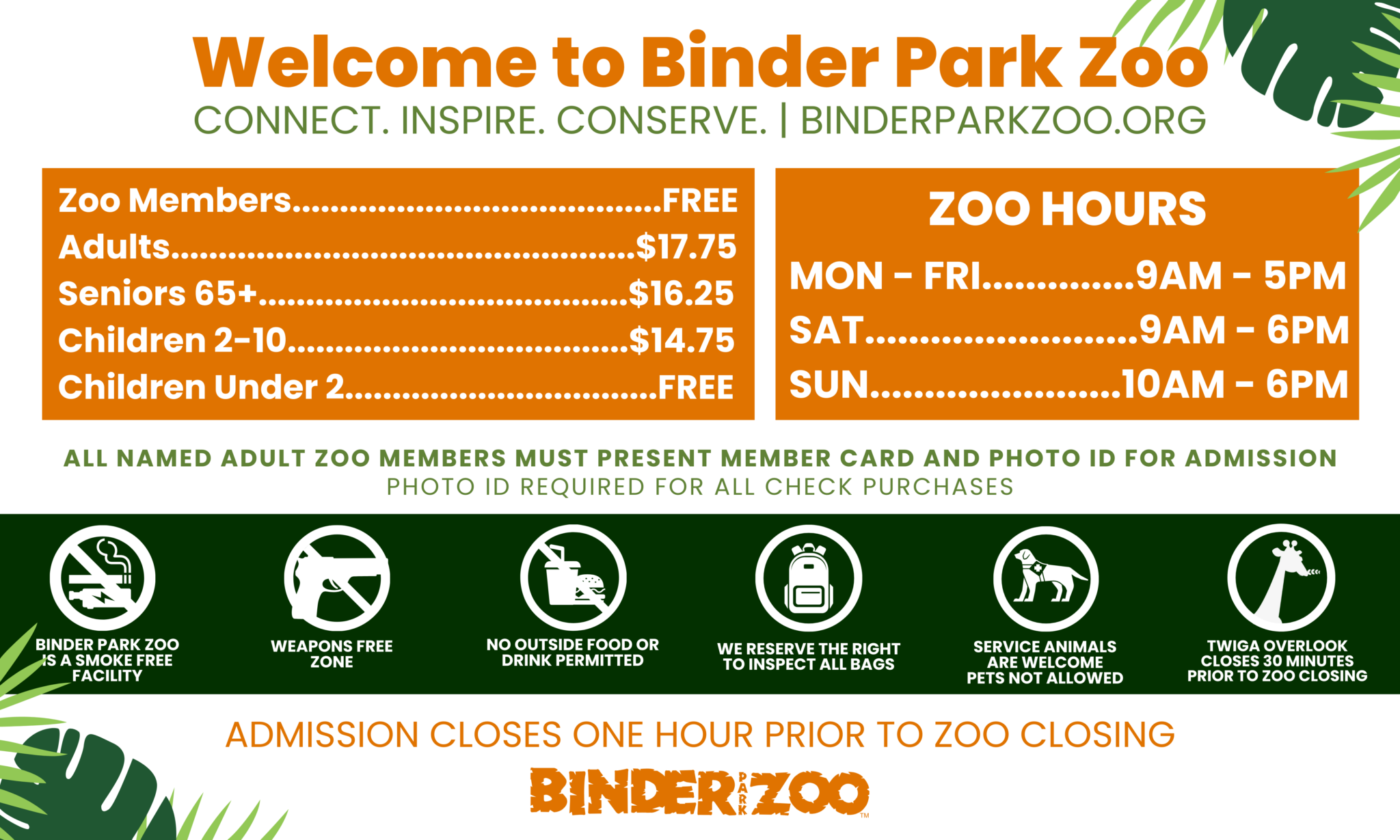 Binder Park Zoo Bag Policy